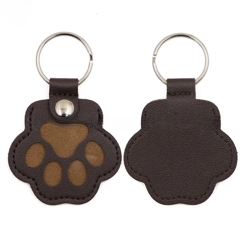 Leather Pet Hair Keepsake Keychain – Handmade Memorial Paw Charm for Dog & Cat Remembrance