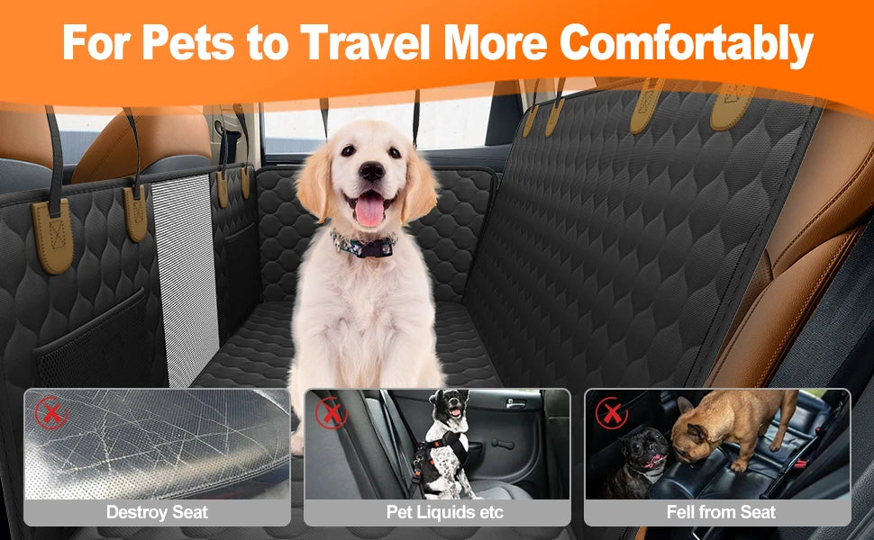 Waterproof Foldable Dog Car Seat – Pet Travel Safety Hammock & Trunk Mat | Back Seat Protector for Cars, SUVs & Trucks