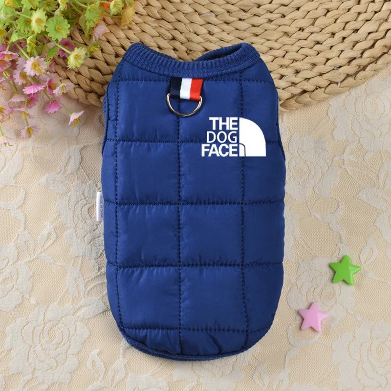 Designer Trendy Winter Dog Coat – Warm Pet Jacket with 3D Logo for Small & Medium Dogs