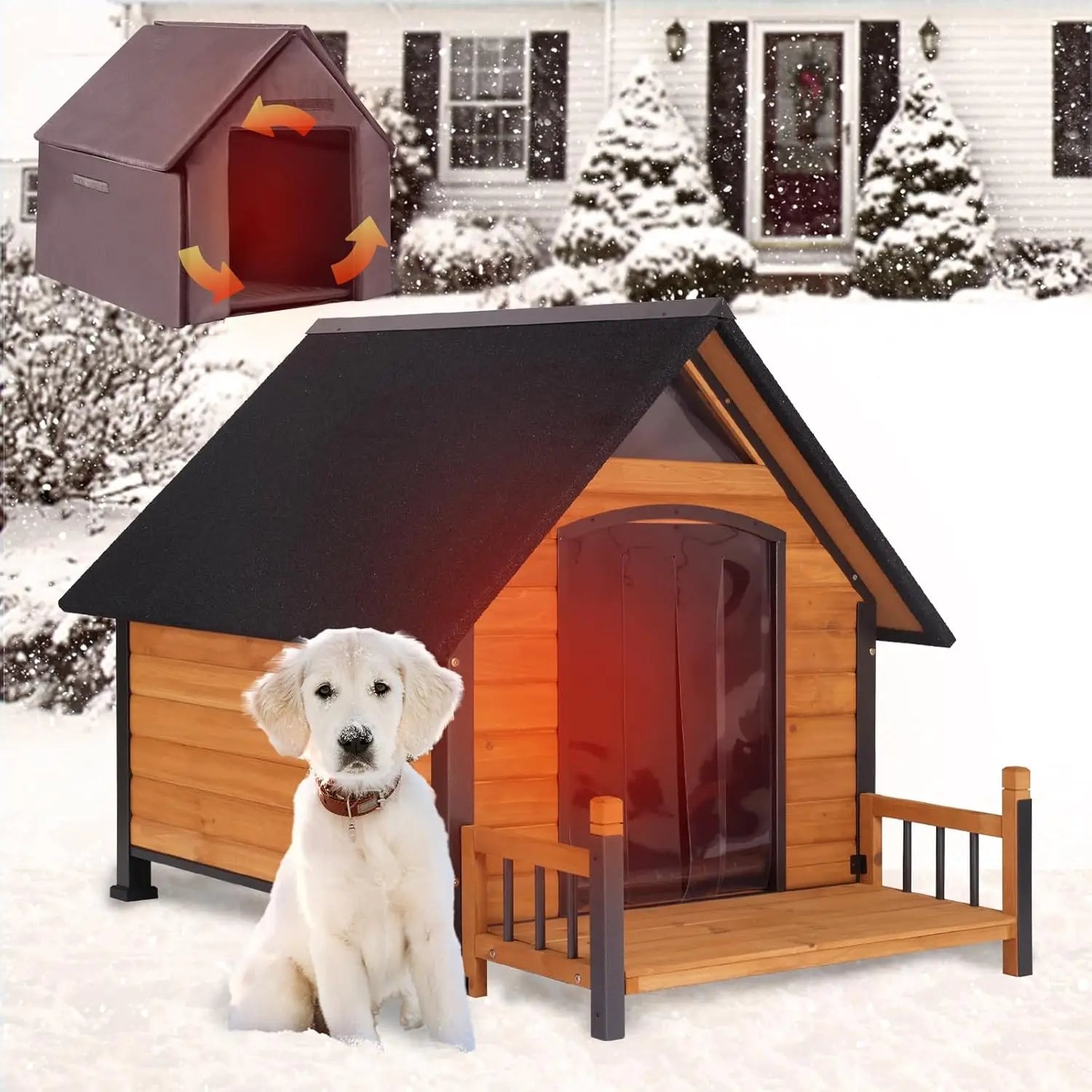 100% Insulated Outdoor Dog House – Winter Dog Kennel with Waterproof Liner & Sturdy Metal Frame