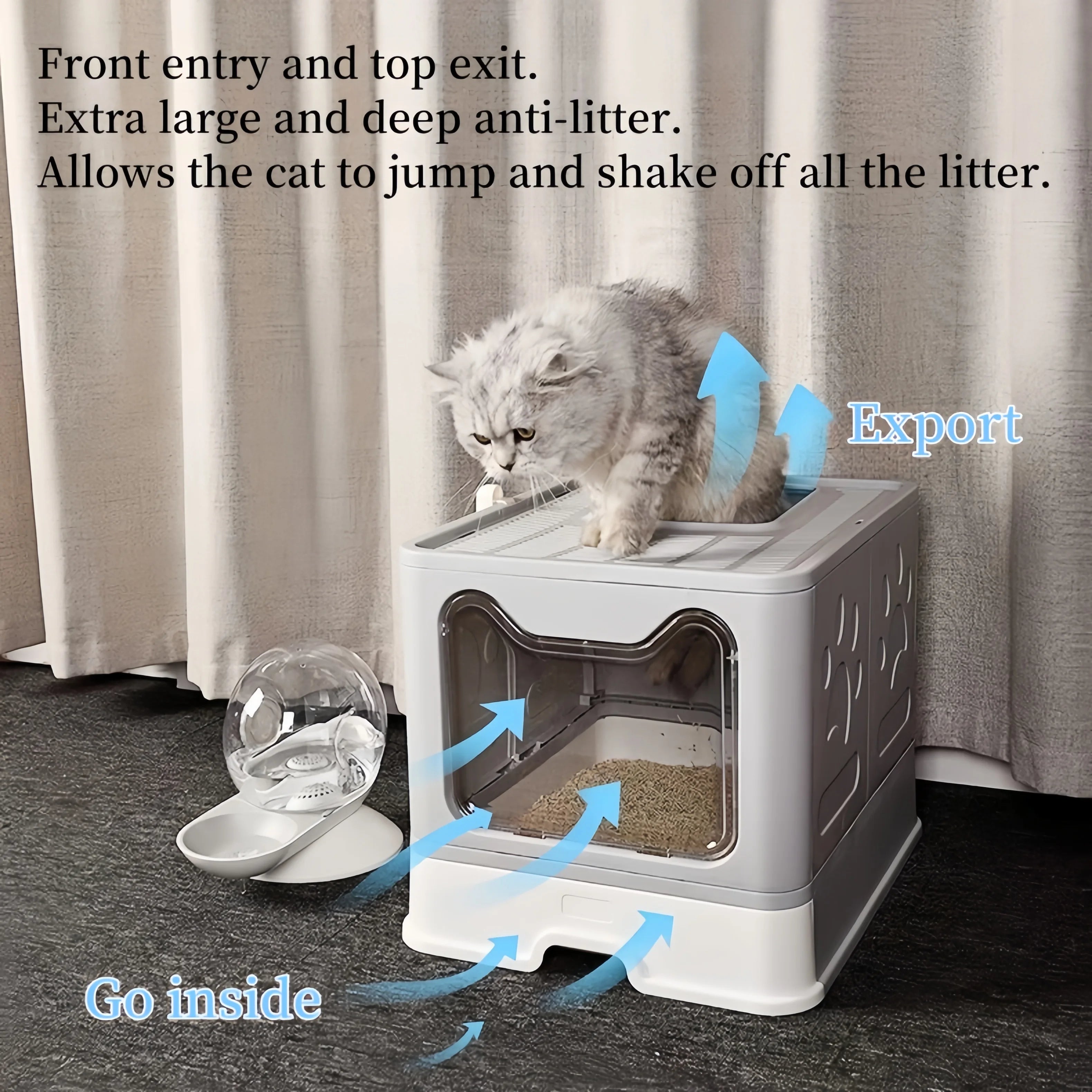 Convenient Foldable Cat Litter Box – Drawer-Style Design with Scooper for Easy Waste Management
