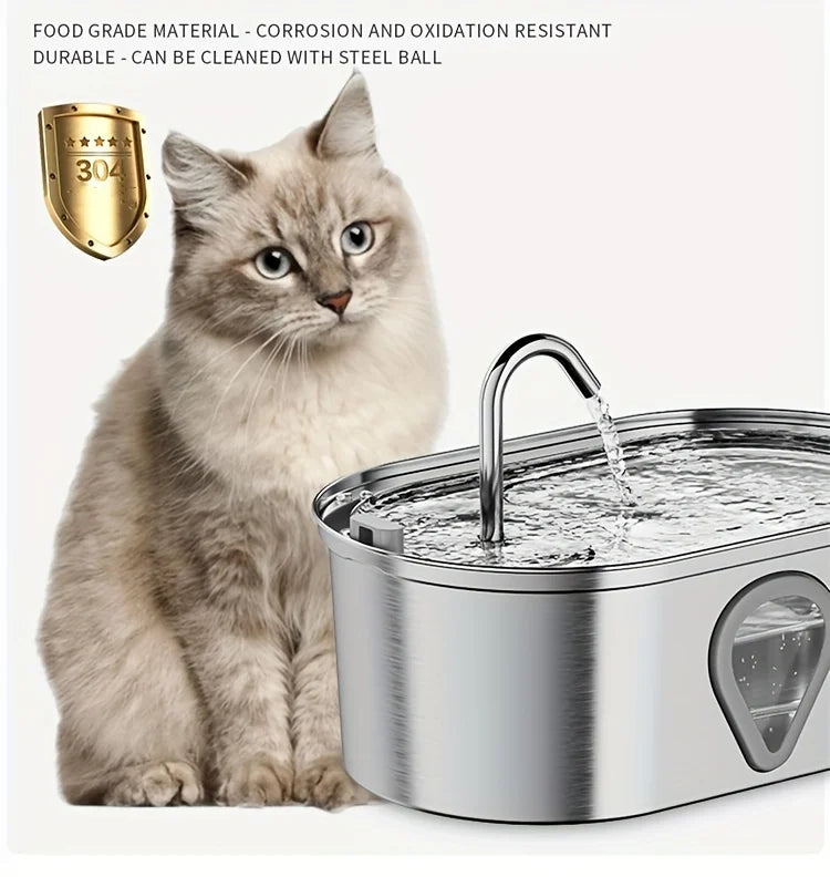 3.5L Stainless Steel Automatic Pet Water Fountain with LED Light – Large Capacity Cat & Dog Drinking Dispenser