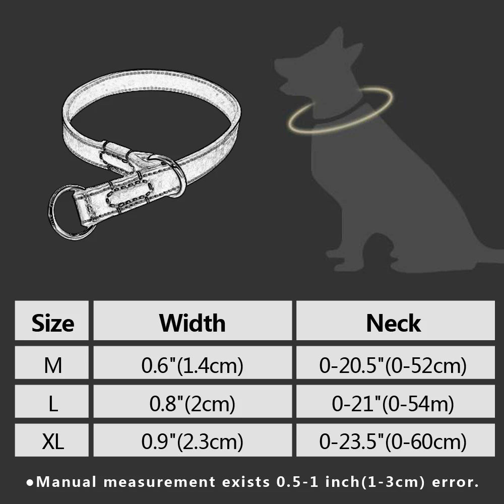 Durable Real Leather Slip Collar – Choke Training Dog Collar for Medium & Large Breeds (Black/Brown)