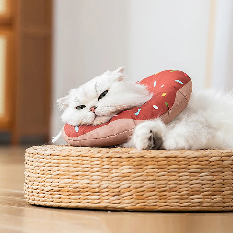 Cute Donut Cat Recovery Collar – Adjustable Soft E-Collar for Cats & Small Dogs
