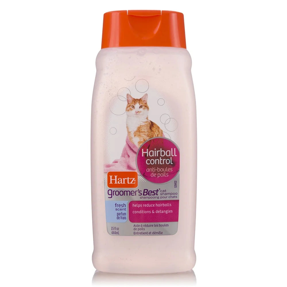 Groomer’s Best Cat Shampoo – Hairball Control 2 Pack, Fresh Scent, 15oz – Silky, Shiny Coat Conditioner