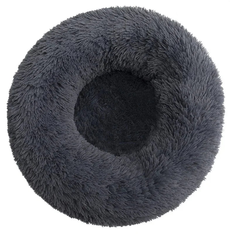 Round Plush Pet Bed – 40–90cm Super Soft Dog & Cat Bed, Winter Warm Sleeping Nest