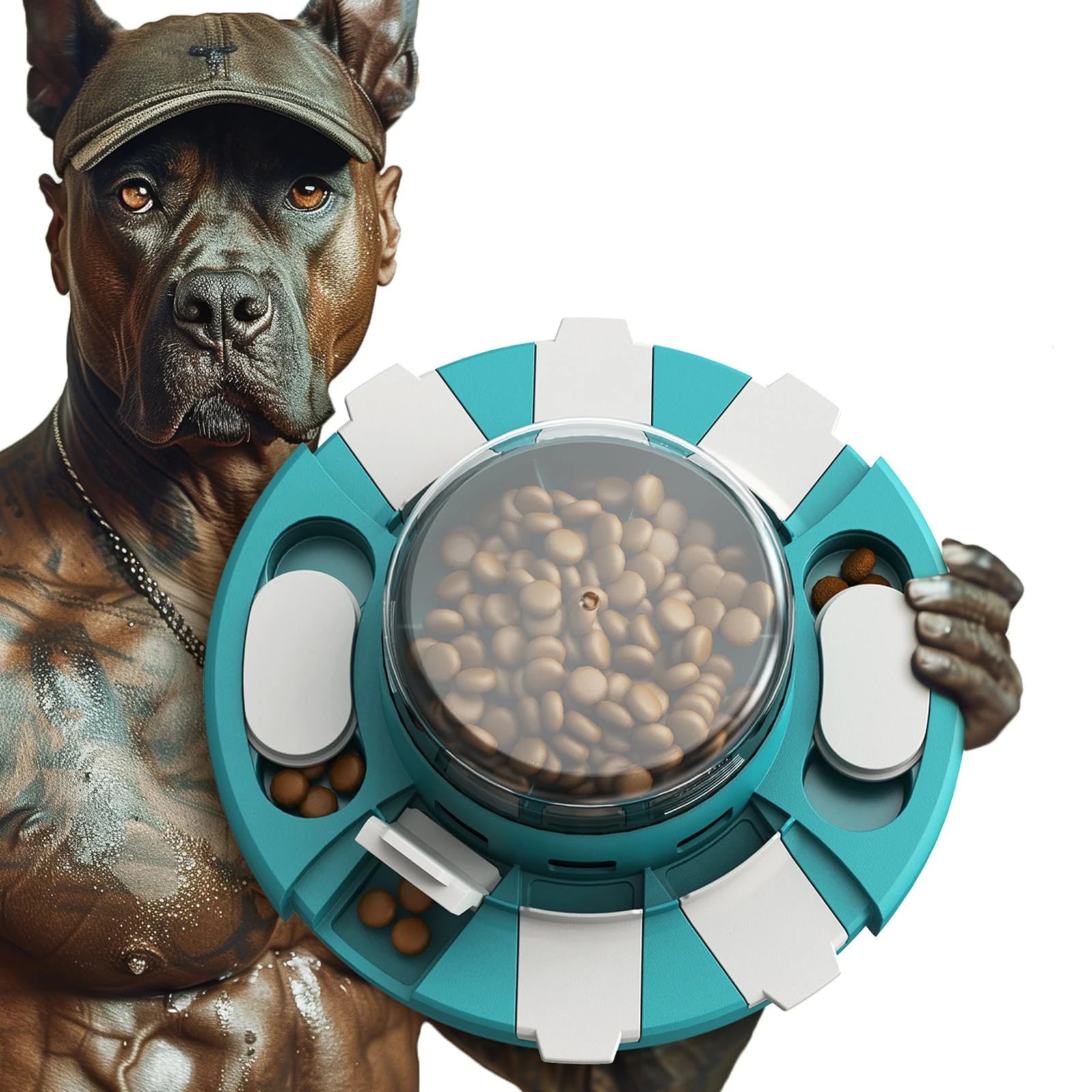KADTC Dog Puzzle Toy with Button – 2-in-1 Level 2 Interactive Food Dispenser & Slow Feeder for Puppy Mental Stimulation