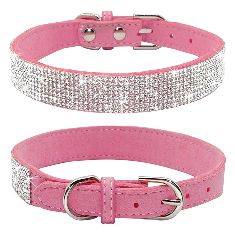 Crystal Glitter Rhinestone Dog Collar – Sparkling Pet Collar with Zinc Alloy Buckle for Small & Medium Dogs and Cats
