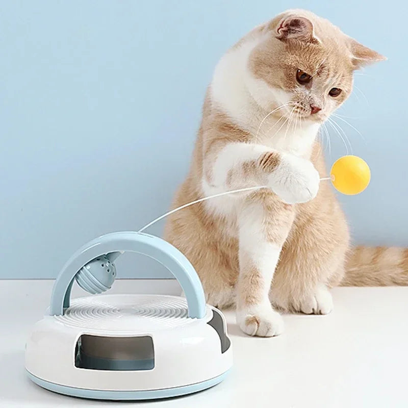 Gravity Turntable Cat Toy – Table Tennis & Catnip Ball for Interactive Play