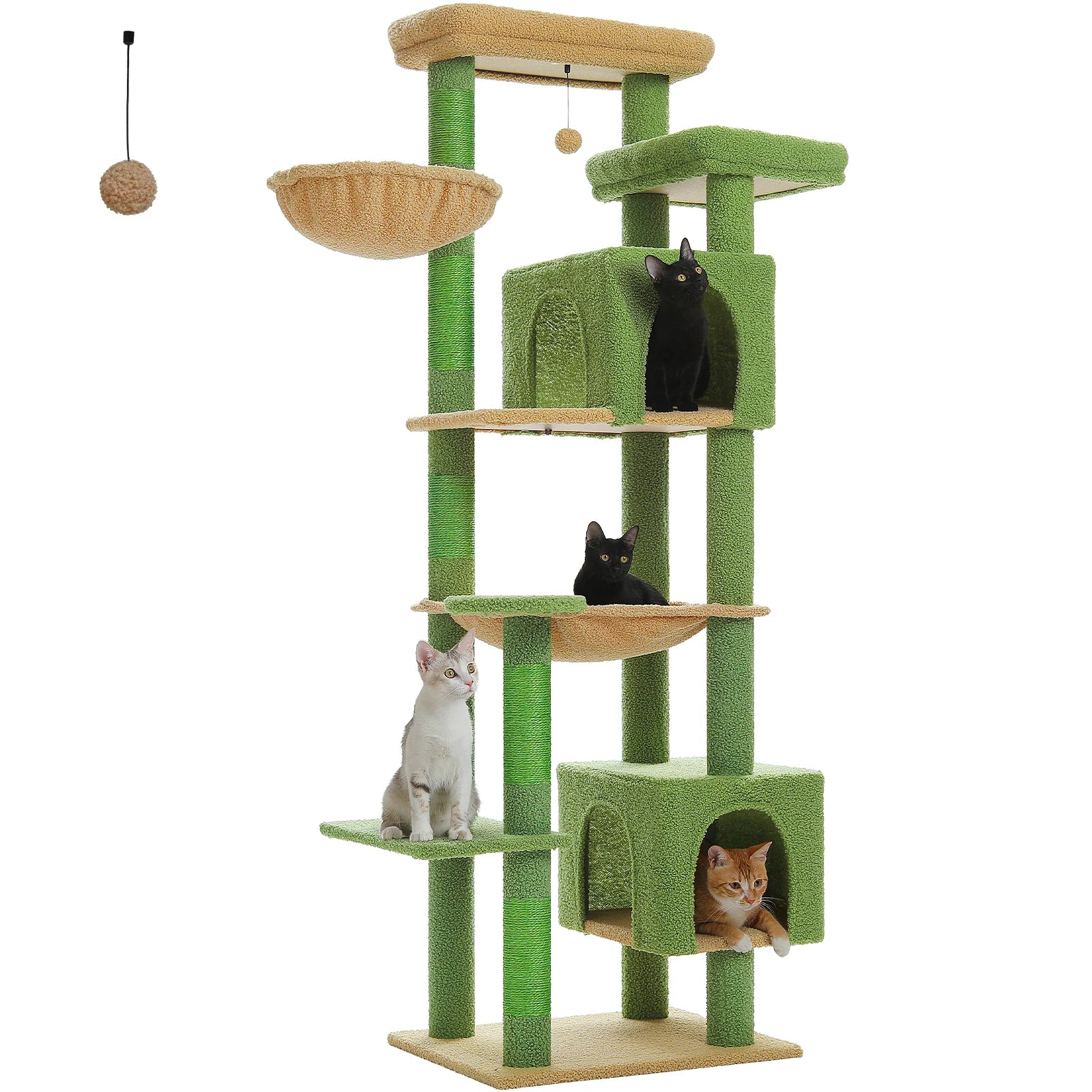 Large Multi-Level Cat Tree Tower – Tall Plush Indoor Cat Condo with Scratching Posts, Perches, Caves & Boards