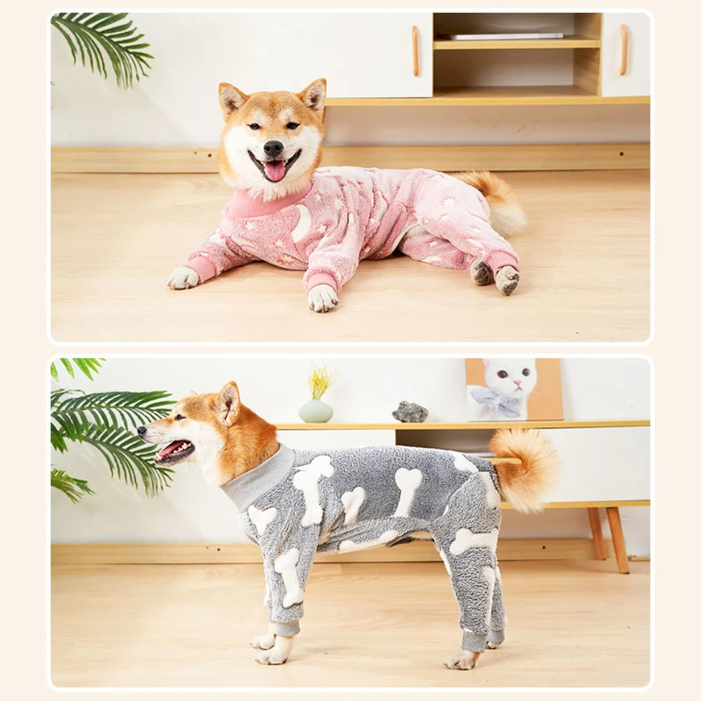 Winter Fleece Dog Jumpsuit – Warm Pet Pajamas for Small to Large Dogs