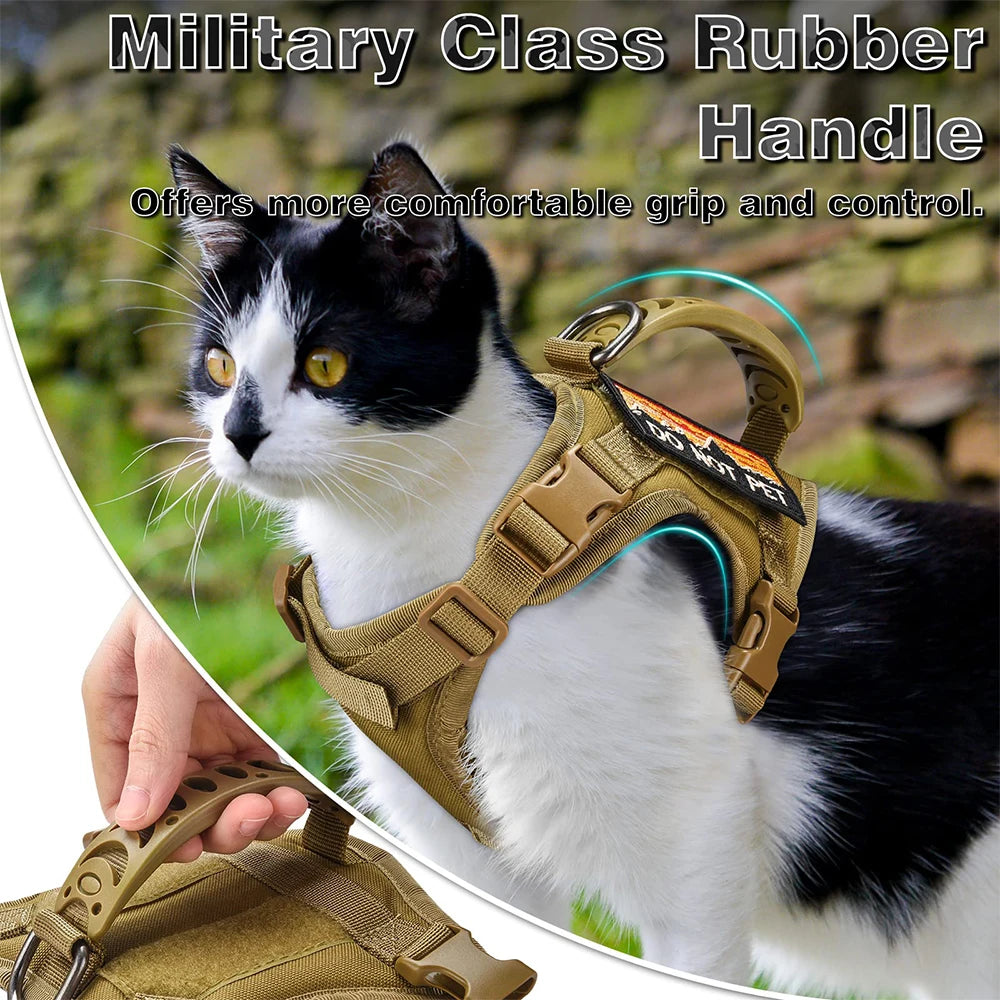 Tactical Cat Harness and Leash Set – Adjustable Vest with 9 Patches for Small Dogs and Cats