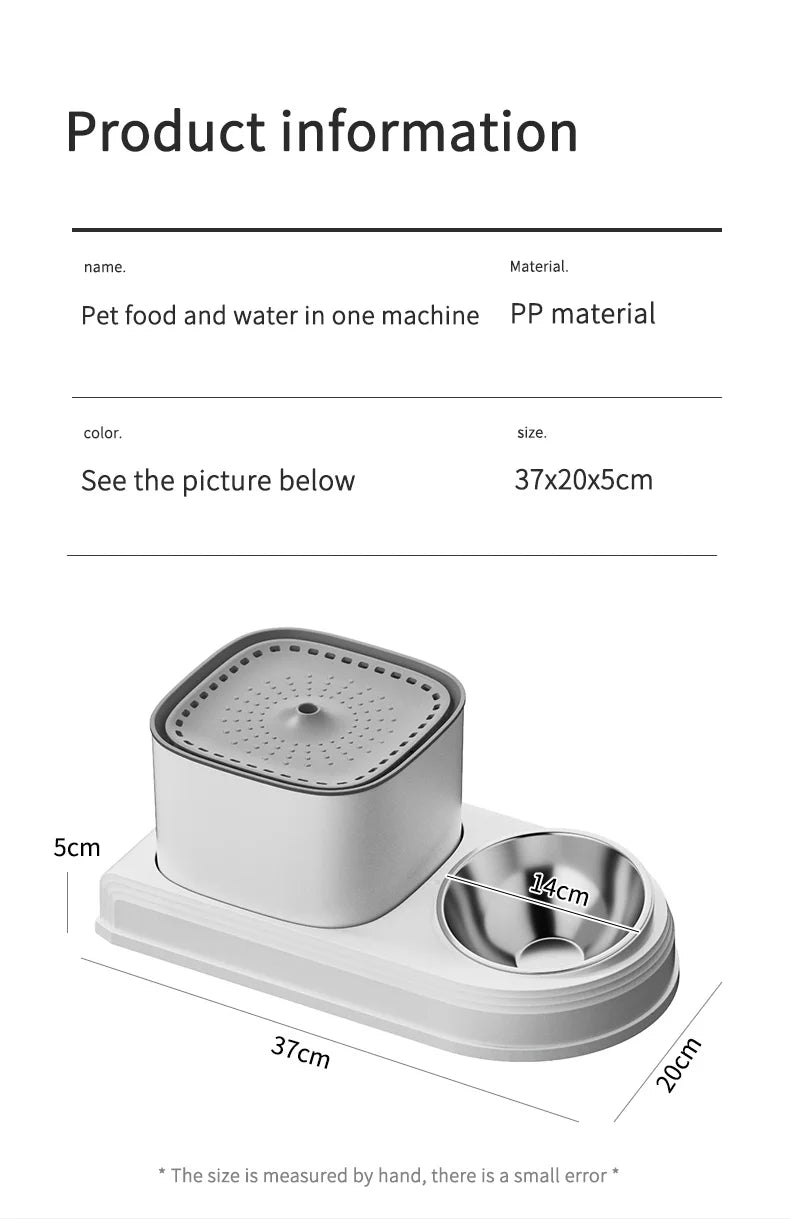 2-in-1 Cat Water Fountain & Feeding Bowl – 3L Automatic Recirculating Pet Dispenser