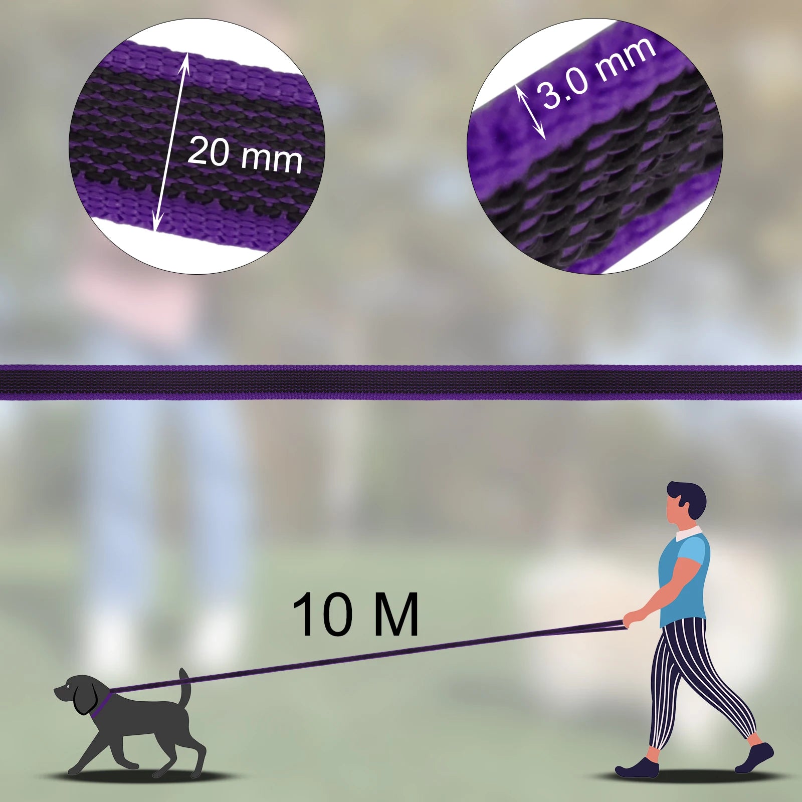Latex Silk Long Dog Training Leash – 1.5M / 2M / 3M / 5M / 10M / 15M Options – Dual-Color Lead for Small & Medium Dogs