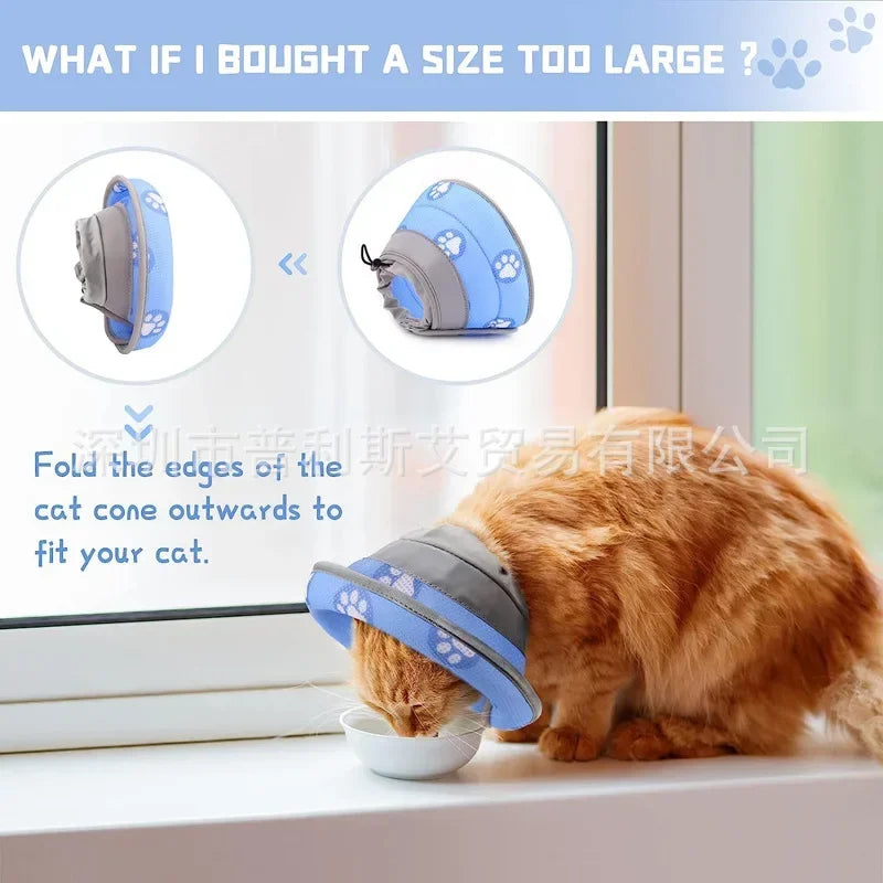 Adjustable Soft Cat Recovery Cone – Anti-Bite Protective Collar for Cats & Small Dogs