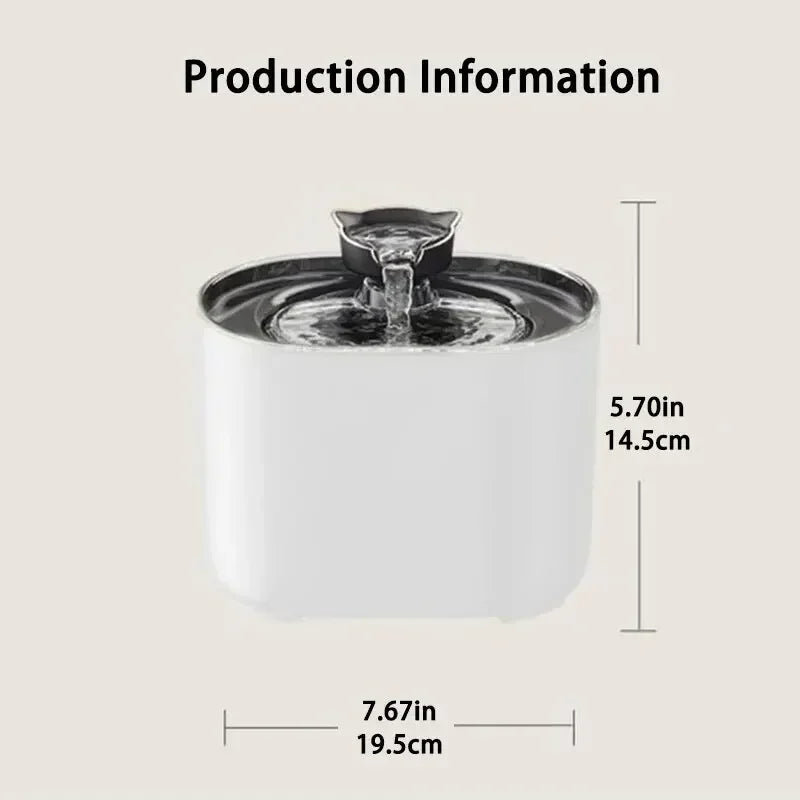 Quiet Cat Ear Design Pet Water Fountain – Automatic Recirculating Drinking Dispenser with USB Electric Pump & Filter