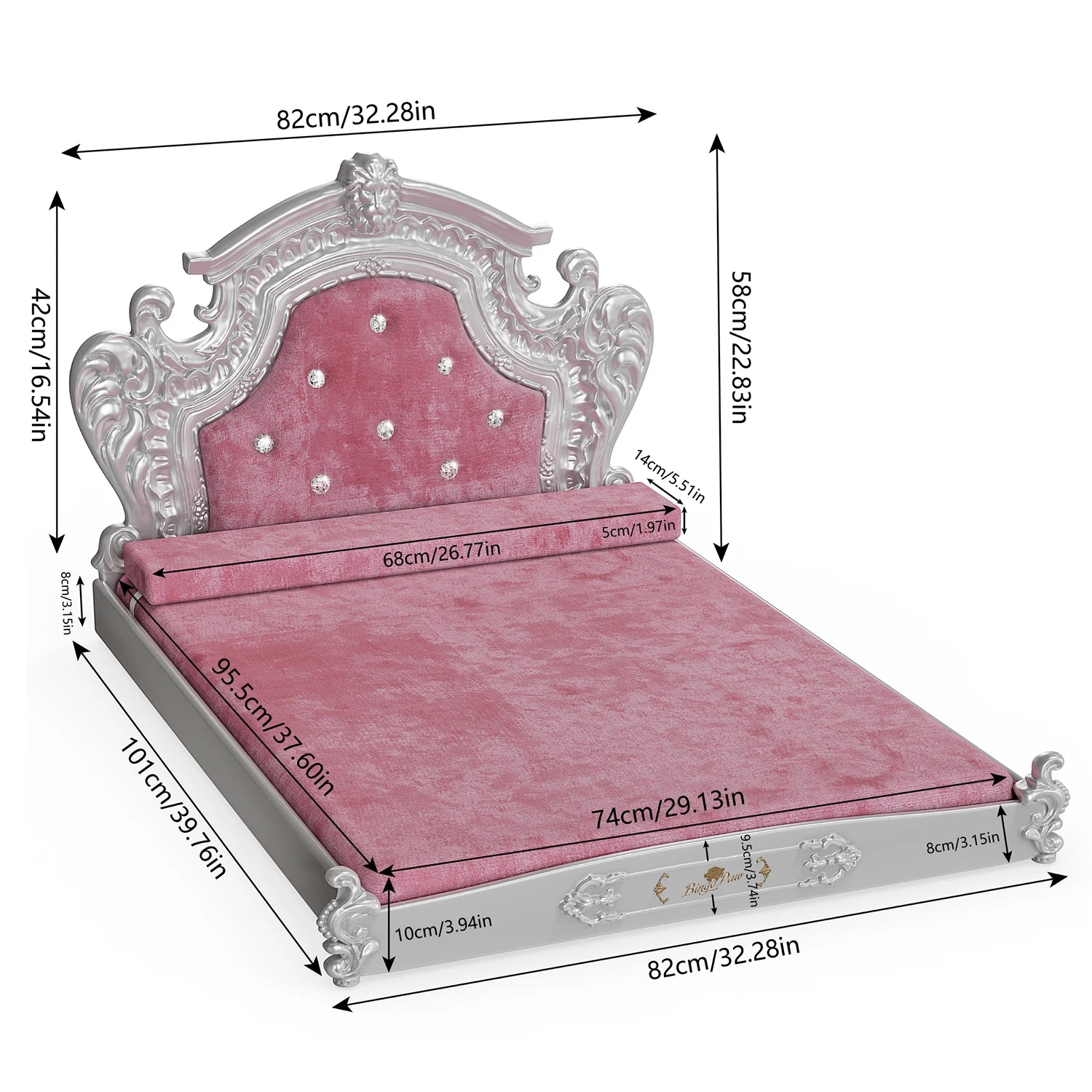 XXLarge Luxury Pet Bed with Headboard – Dutch Velvet & High Elastic Foam