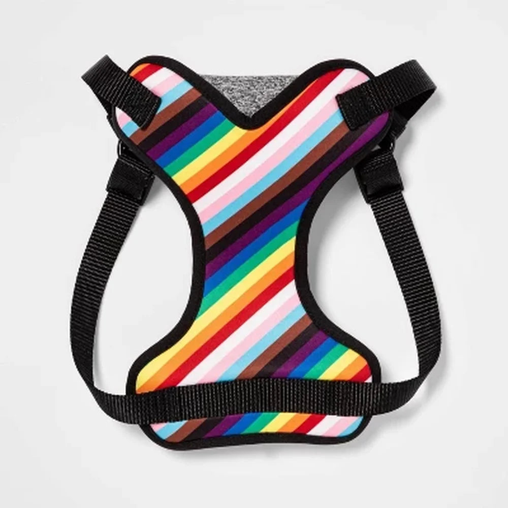 Rainbow Dog Harness – Adjustable Soft Fabric Pet Harness for Pride Celebrations, Secure Fit with Leash Attachment