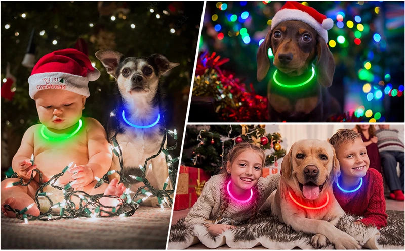 USB Charging LED Luminous Dog Collar – Adjustable Flashing Safety Light Necklace for Dogs & Cats