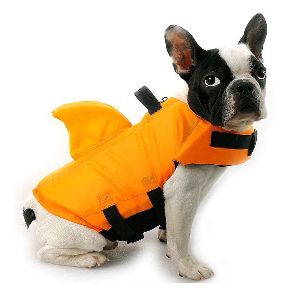 Shark Dog Life Jacket – Enhanced Buoyancy Safety Vest with Handle for Small, Medium & Large Dogs