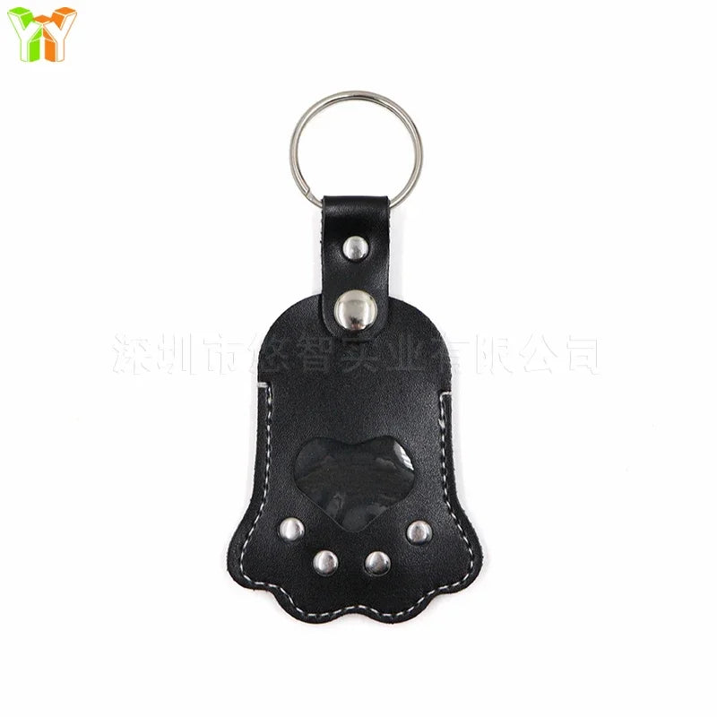 Leather Pet Hair Keepsake Keychain – Handmade Memorial Paw Charm for Dog & Cat Remembrance