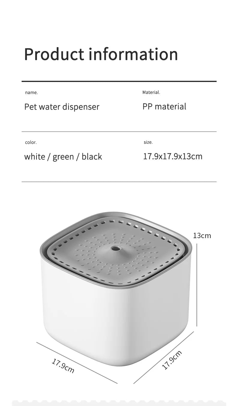 101oz/3L Automatic Pet Water Fountain with Induction Sensor – USB Quiet Cat & Dog Water Dispenser