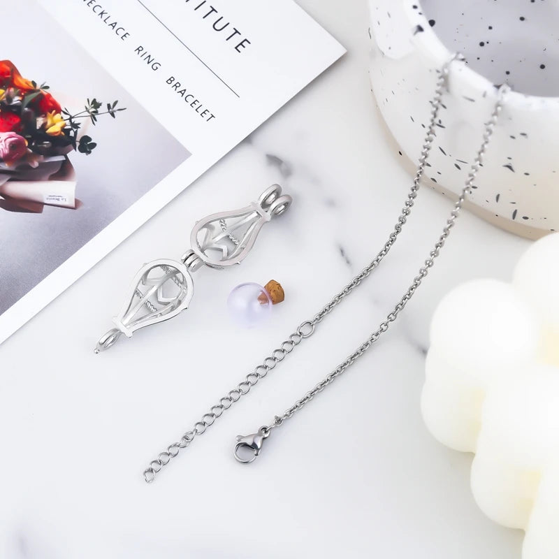 Hollow Teardrop Keepsake Urn Necklace for Ashes – Openwork Memorial Locket Pendant