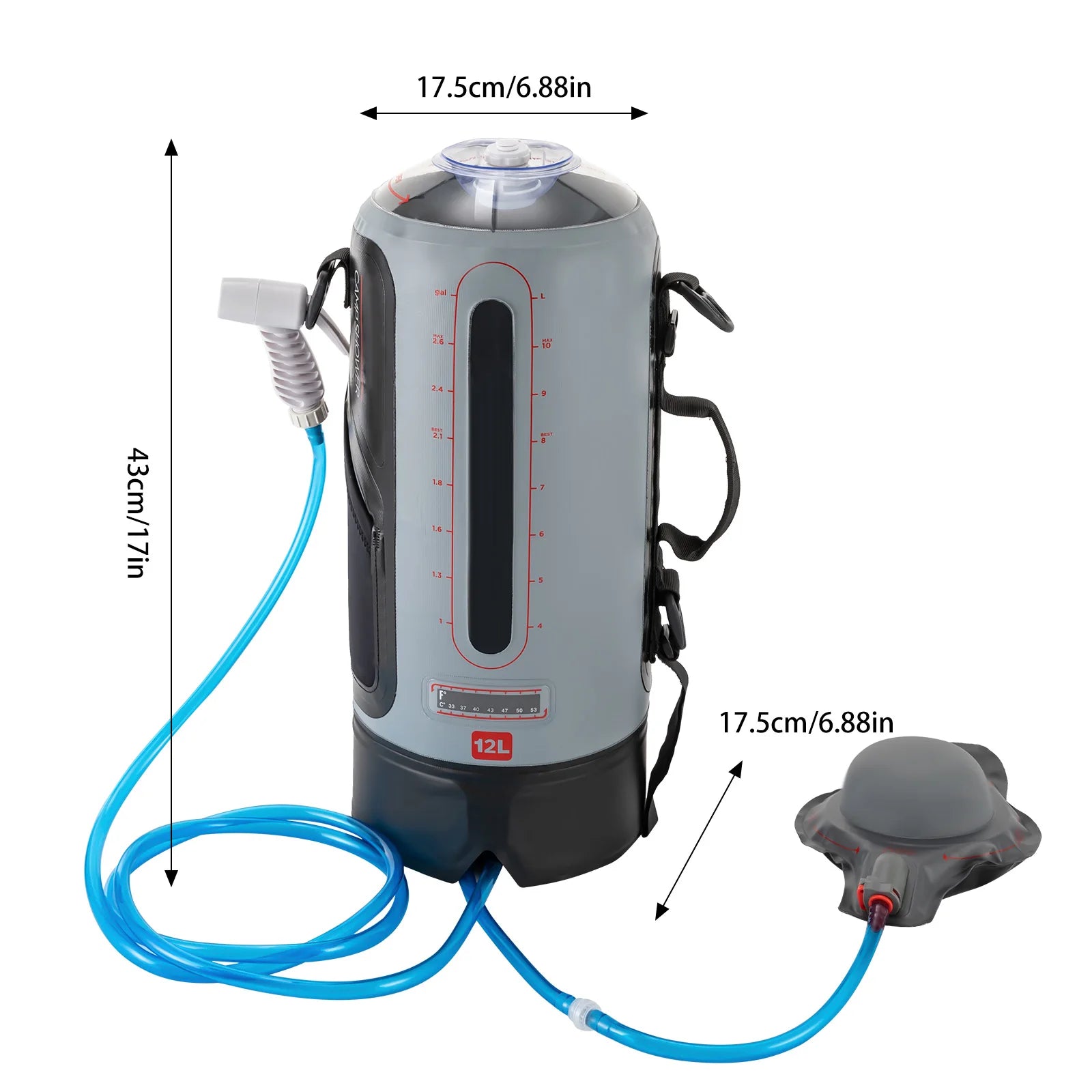 Portable Solar Camping Shower with Pump & Removable Hose – Outdoor Hiking, Climbing, Garden Use