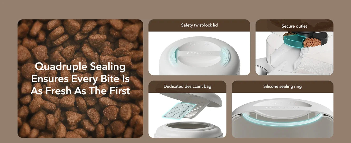 Automatic Cat Feeder – 5G WiFi Pet Feeder for Two Cats or Dogs with Remote Control & Low Food Sensor, 5L Capacity