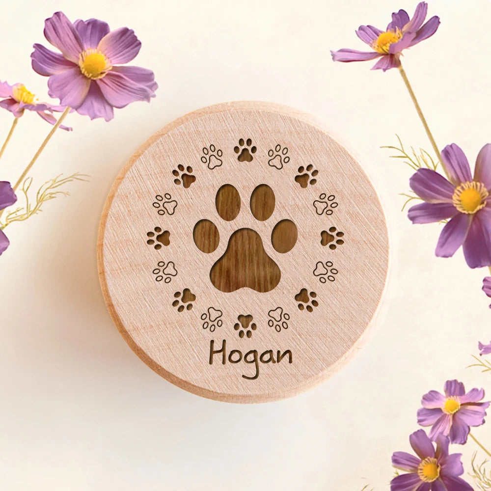 Custom Wooden Pet Memorial Urn – Personalized Hair & Tooth Keepsake Box for Cats & Dogs