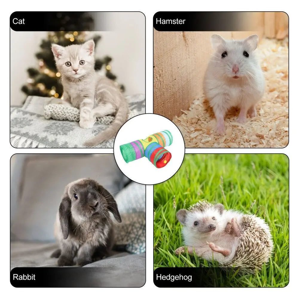 Collapsible Cat Play Tunnel – Foldable Tunnel for Hamsters, Gerbils, Rats & Small Pets
