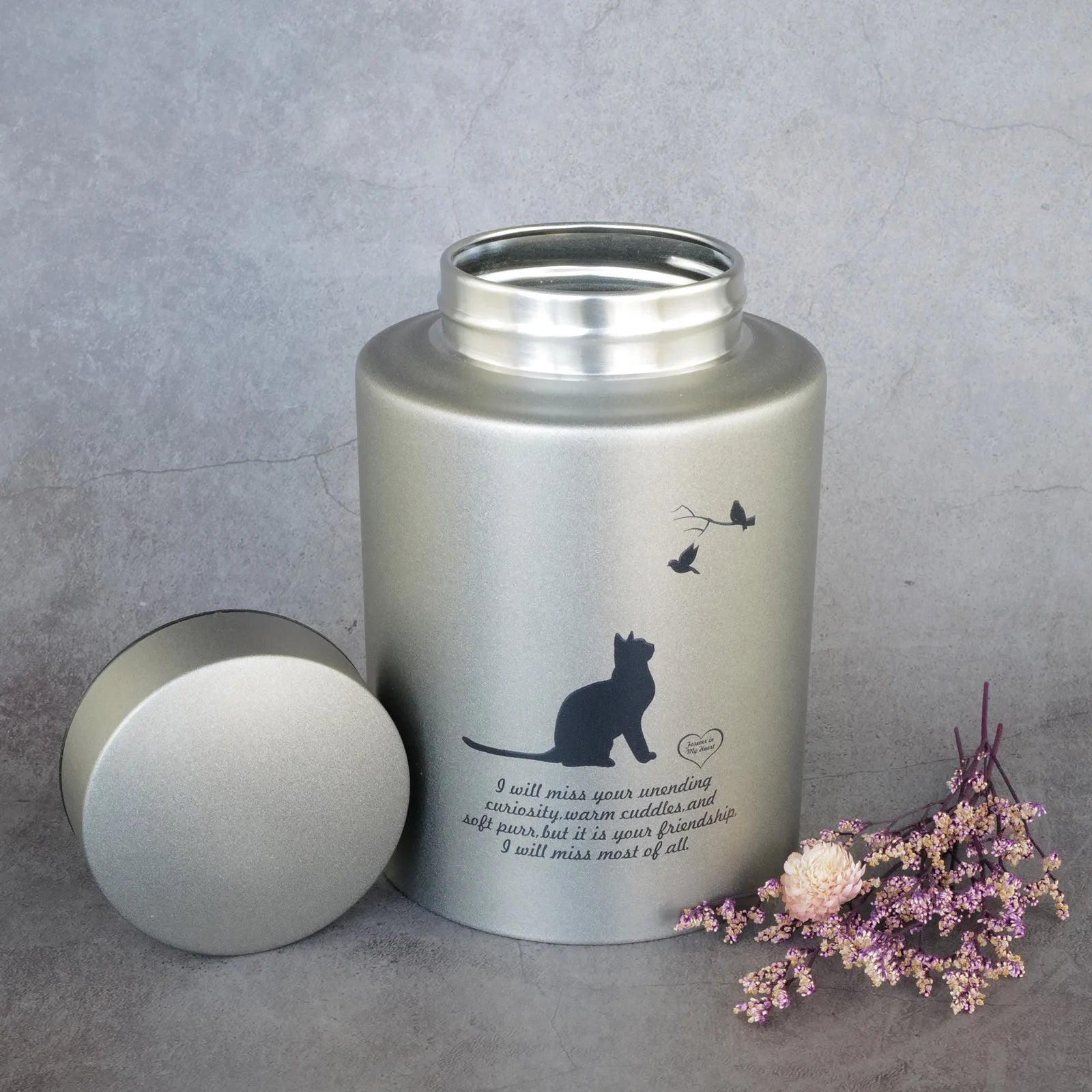 Medium Pet Cremation Urn – Gray Keepsake Urn for Cat Ashes, Holds Pets Up to 60 lbs