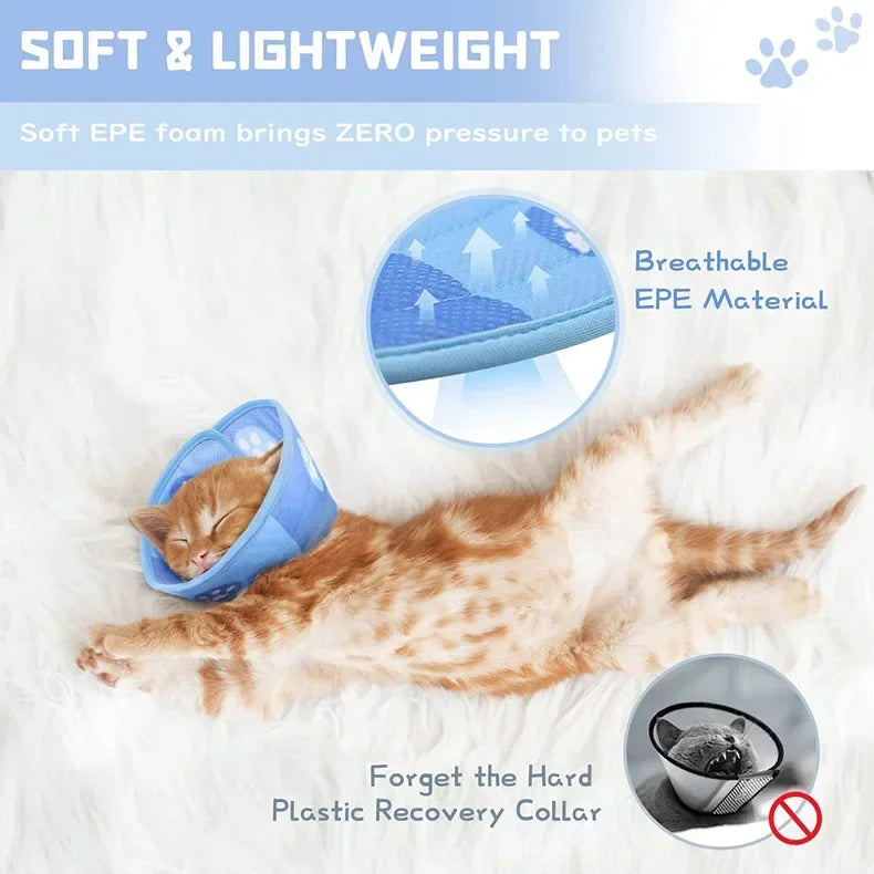 Adjustable Soft Cat Recovery Cone – Anti-Bite Protective Collar for Cats & Small Dogs