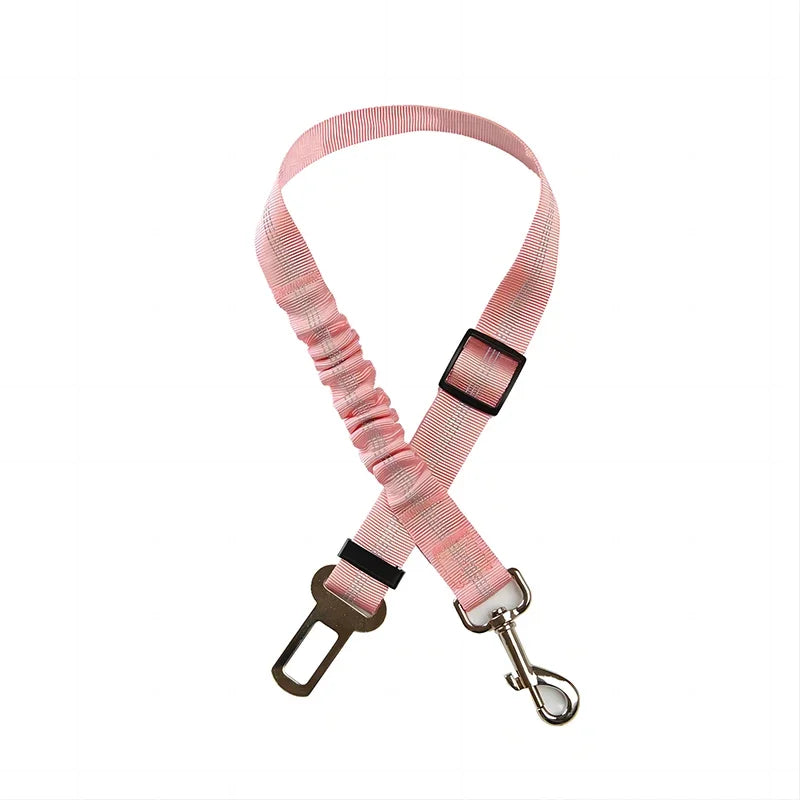 Adjustable Reflective Dog Car Seat Belt – Elastic Nylon Safety Lead for Small & Large Dogs