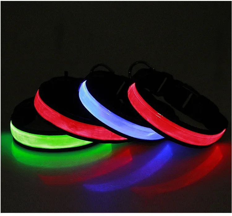 LED Glowing Dog Collar – USB Rechargeable Adjustable Flashing Safety Night Light for Small, Medium & Large Dogs