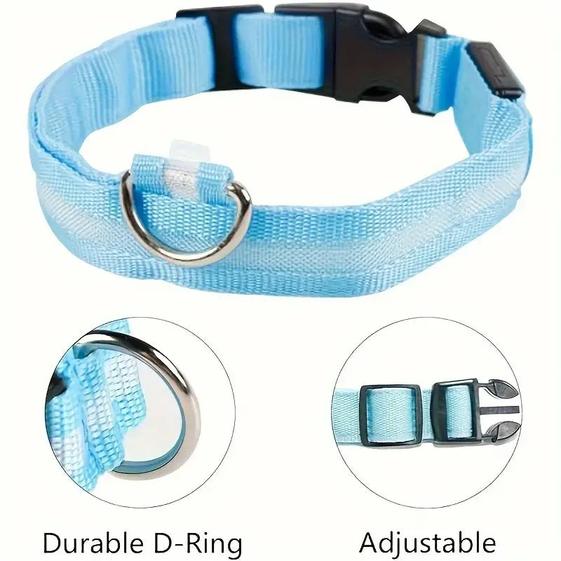 LED Dog Leash & Collar – Nylon Glow-in-the-Dark Safety Set for Night Walks