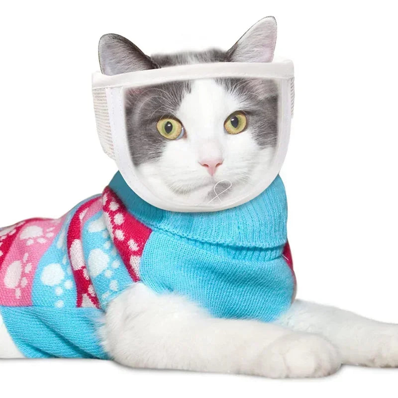 Clear Breathable Cat Muzzle – Grooming & Bathing Aid for Cats and Small Dogs