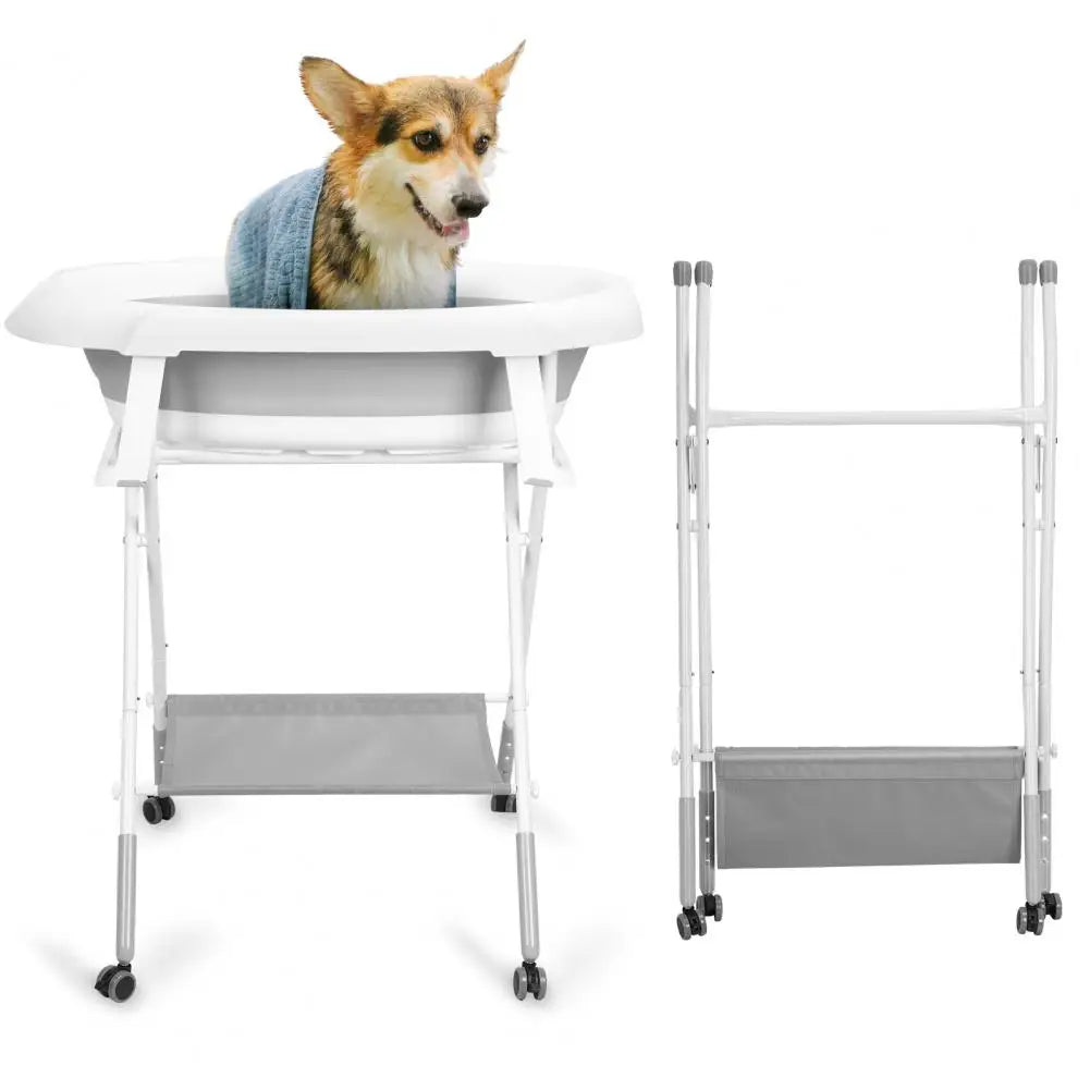 2-in-1 Foldable Dog Bathtub & Grooming Station – Portable Pet Washing Tub