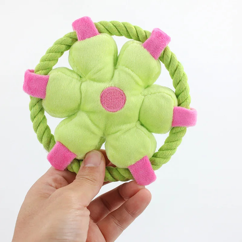 Cotton Rope Frisbee Dog Toy – Interactive Throwing & Chew Toy for Training, Teething & Dental Cleaning
