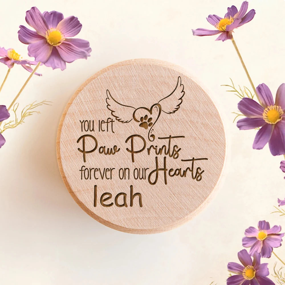 Custom Wooden Pet Memorial Urn – Personalized Hair & Tooth Keepsake Box for Cats & Dogs