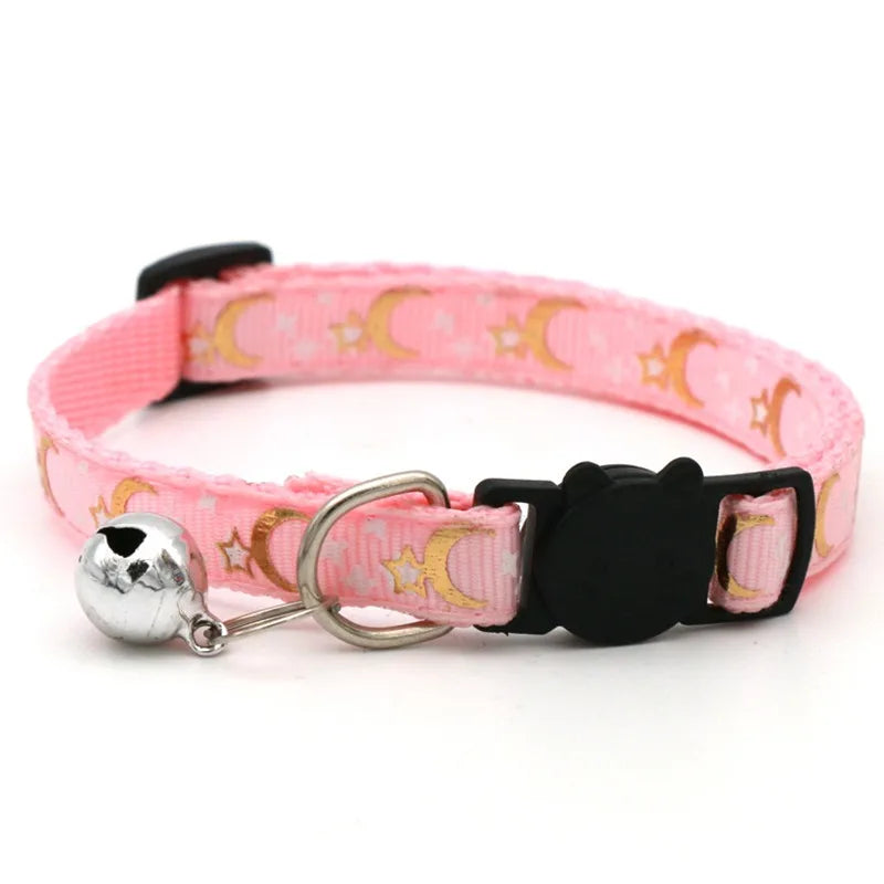 Adjustable Pet Collar with Bell – Colorful Cartoon Footprint Design for Puppies, Dogs & Cats