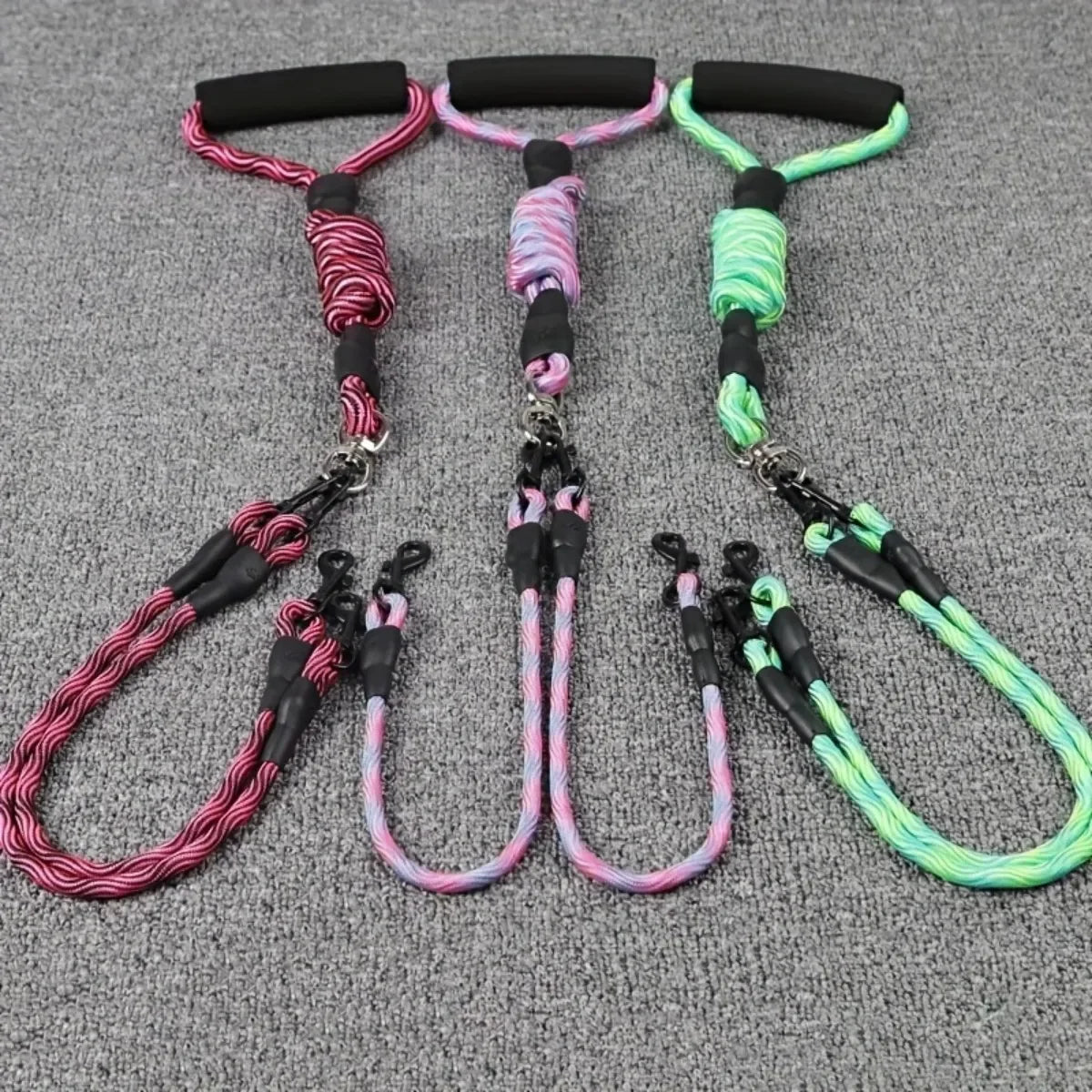 Dual Dog Leash with Detachable Wavy Rope – No Tangle, Two-Dog Walking Leash