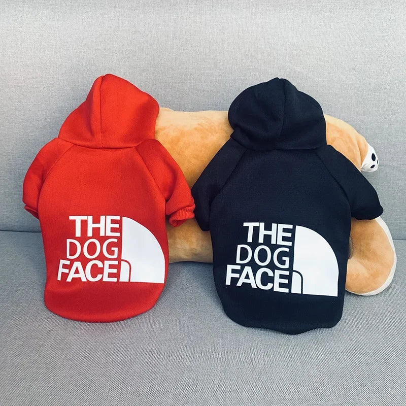 Pet Dog Hoodie – Autumn/Winter Sweatshirt for Large Dogs with “Dog Face” Text Pattern