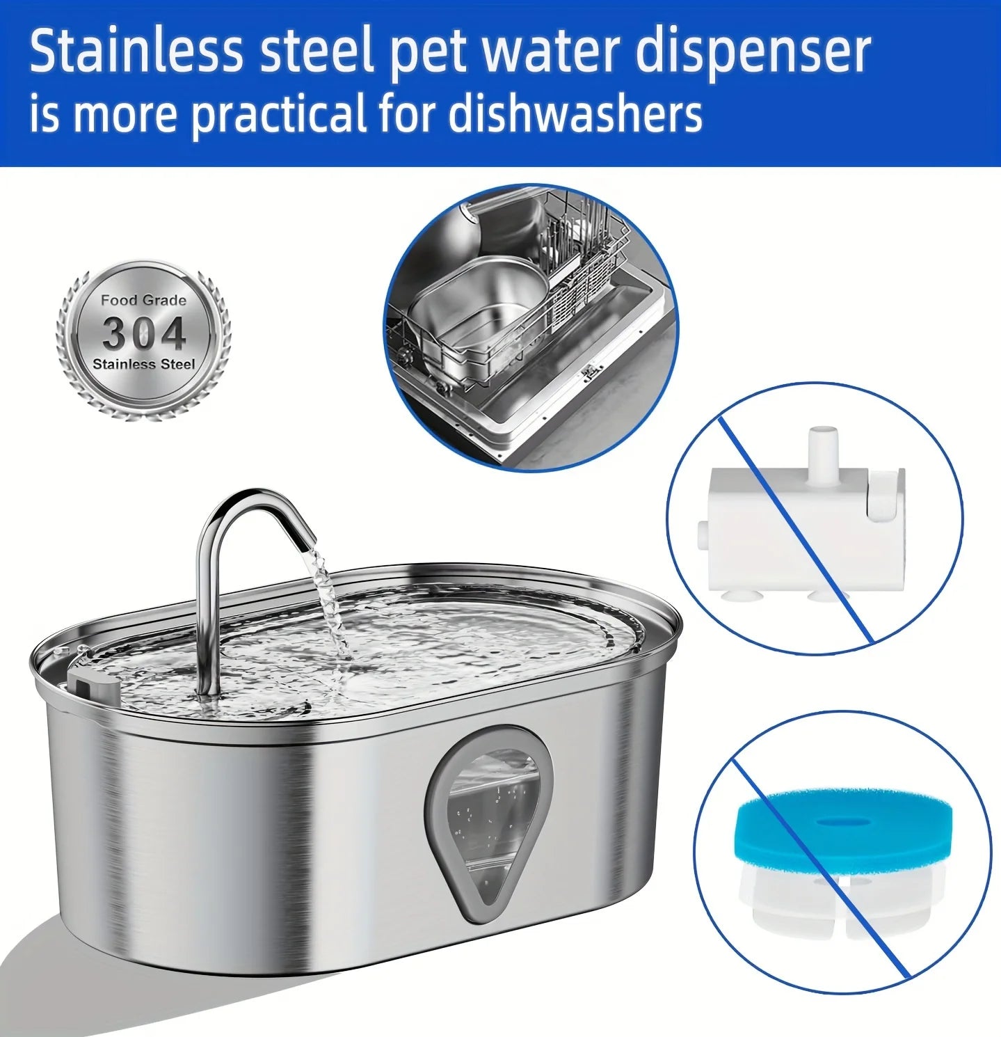 3.5L Stainless Steel Automatic Pet Water Fountain with LED Light – Large Capacity Cat & Dog Drinking Dispenser