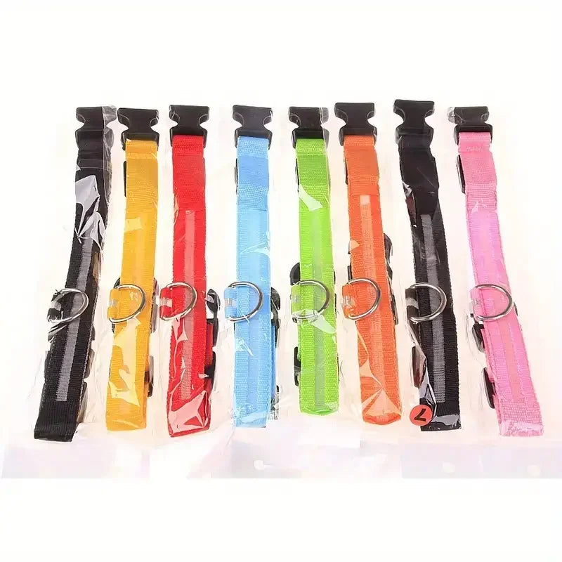 LED Dog Leash & Collar – Nylon Glow-in-the-Dark Safety Set for Night Walks