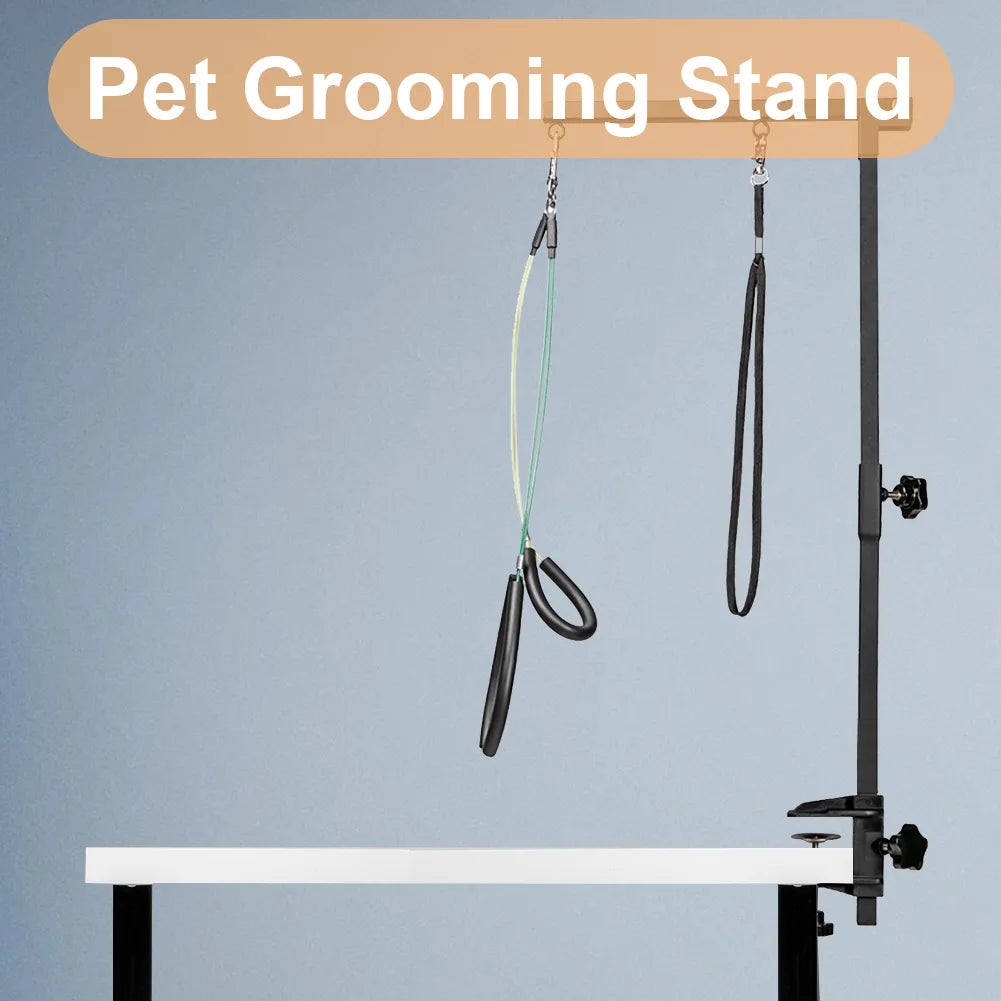 Stainless Steel Dog Grooming Stand with Adjustable Arm & Restraint Rope