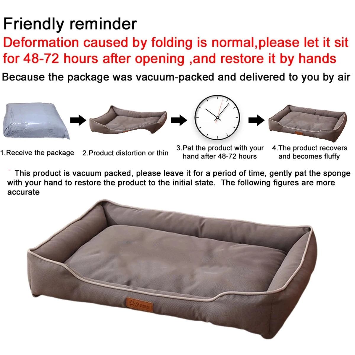 Four-Season Square Dog Bed – Soft, Thickened Waterproof Mattress for Large Dogs & Cats