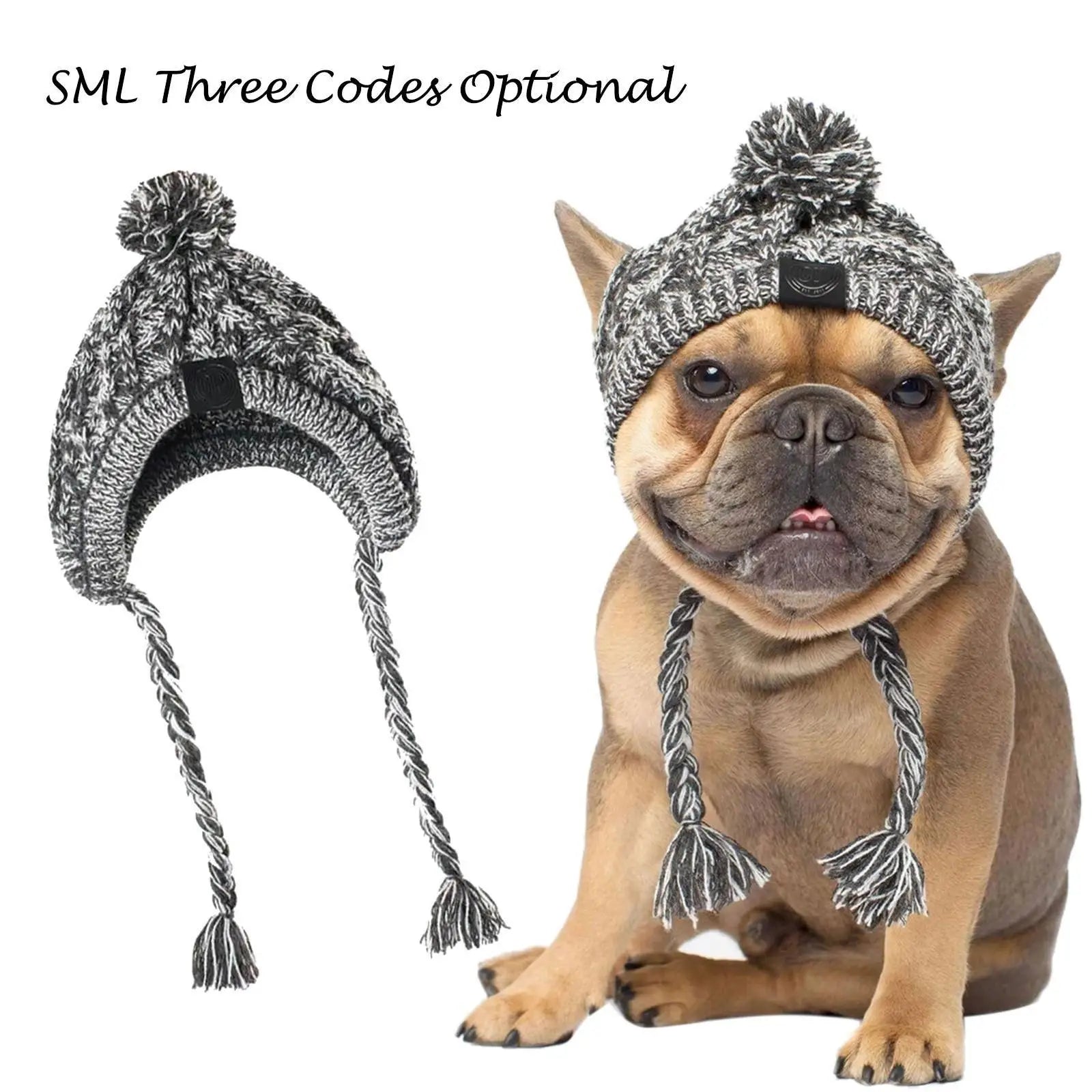 Winter Warm Knitted Dog Hat – Windproof Pet Beanie with Fluffy Pom for Small & Medium Dogs