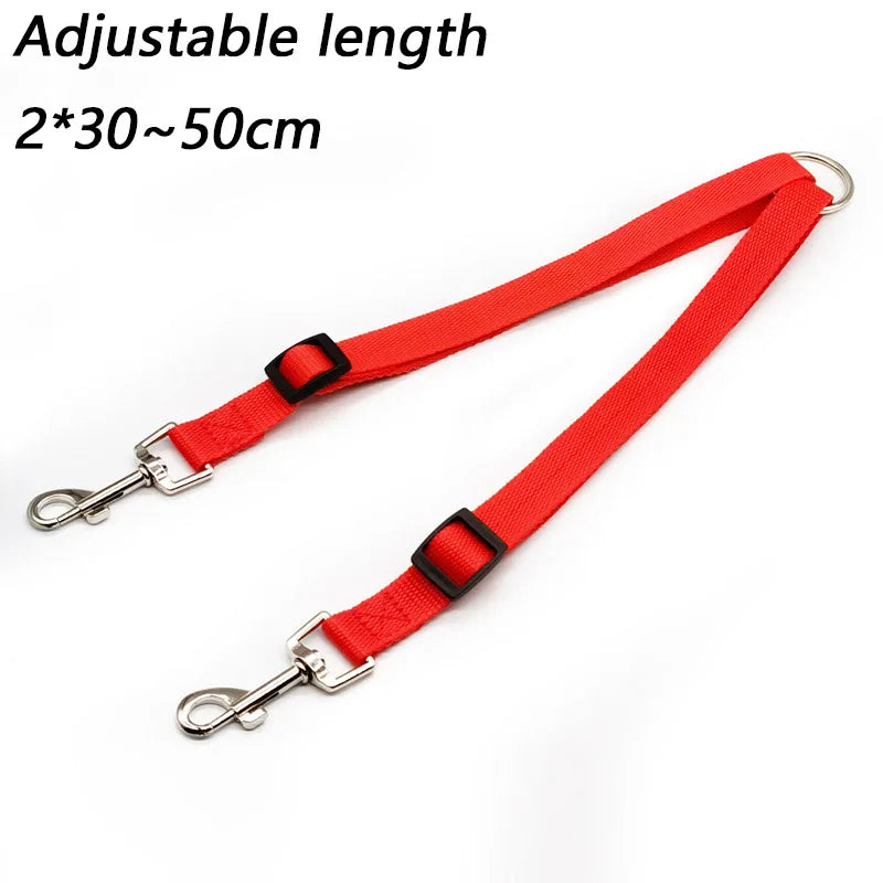Double Twin Dog Leash Coupler – Adjustable V-Shape Nylon Lead for Walking 2 Dogs