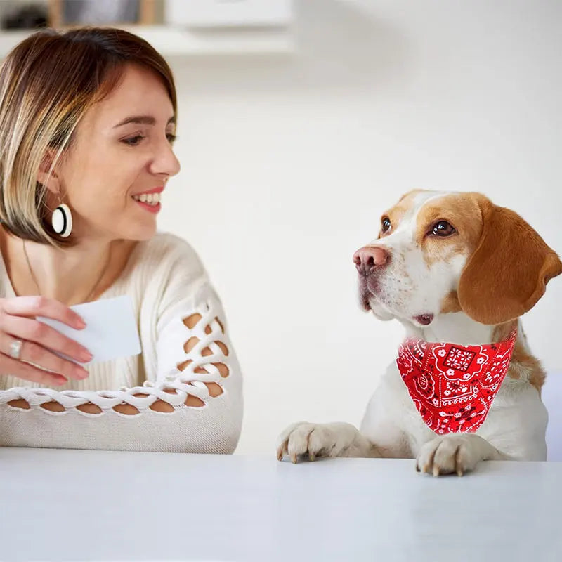 Adjustable Cotton Plaid Dog Bandana – Washable Pet Scarf with Bowtie Collar for Large Dogs & Cats